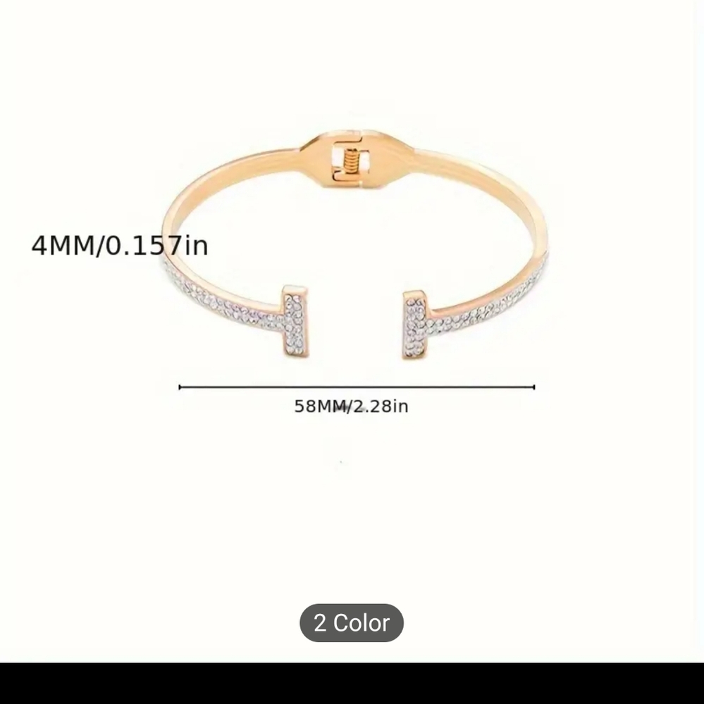 Crystal Pavé Open T-Ends Cuff Bracelet - Silver - Picture 5 of 16
